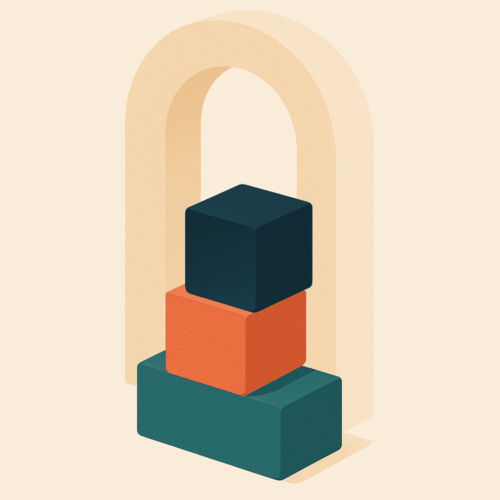 Illustration of stacked foundation blocks at the base of an archway, representing the Year 11 foundation