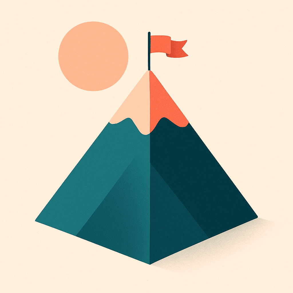 Illustration of a stylised mountain peak with a flag, representing the capstone qualification