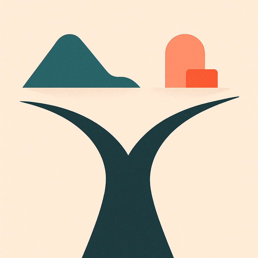 Illustration of two paths diverging — a metaphor for the personalised quiz result